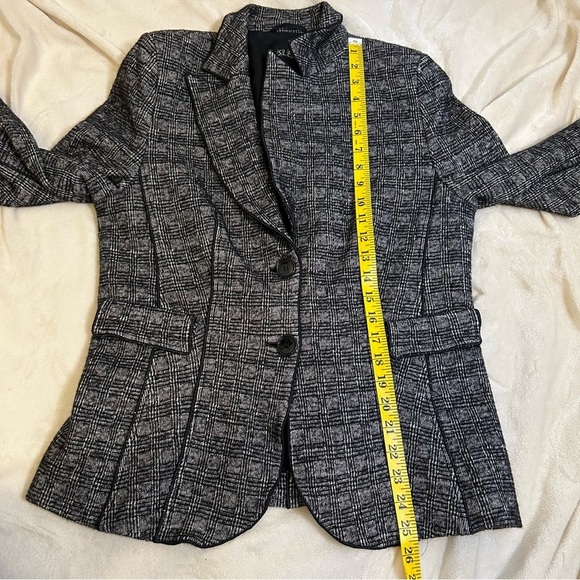 Basler | Tweed Blazer | Wool Cotton Blend | Knited Formal Black, Grey | Size M - Picture 7 of 9